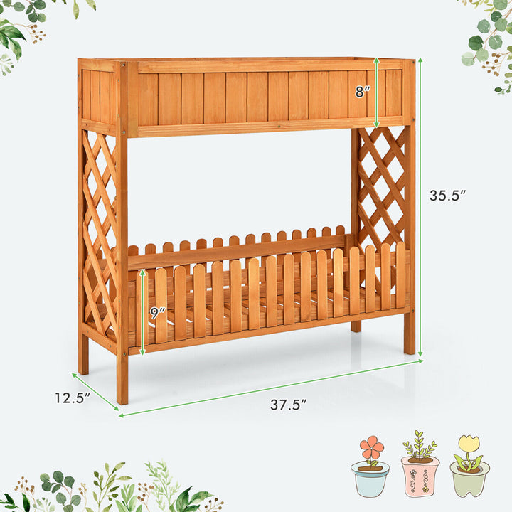 2-Tier Raised Garden Bed Elevated Wood Planter Box for Vegetable Flower Herb Image 2