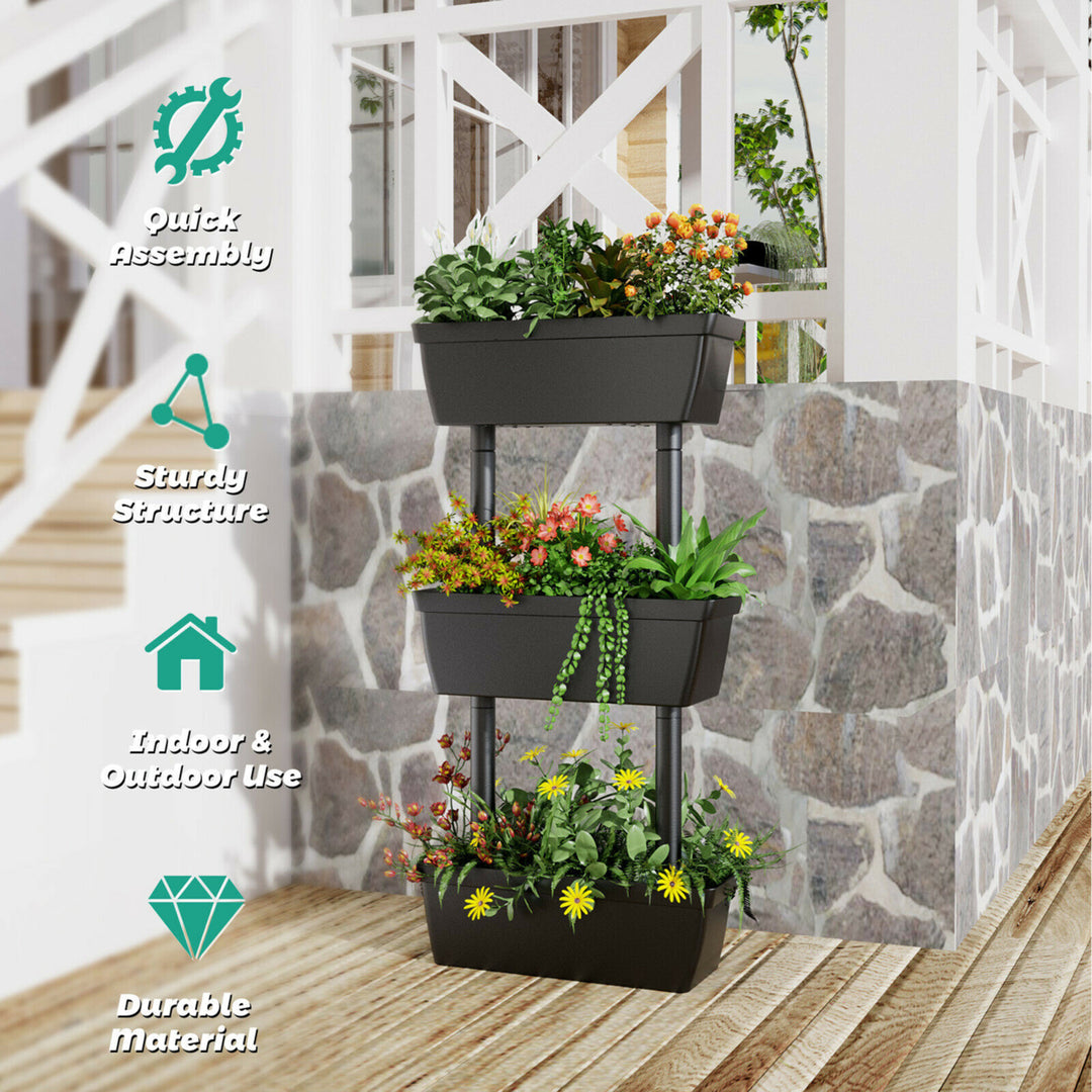 3-Tier Raised Garden Bed Vertical Freestanding Flower Pot Stand Planter Boxes Image 3