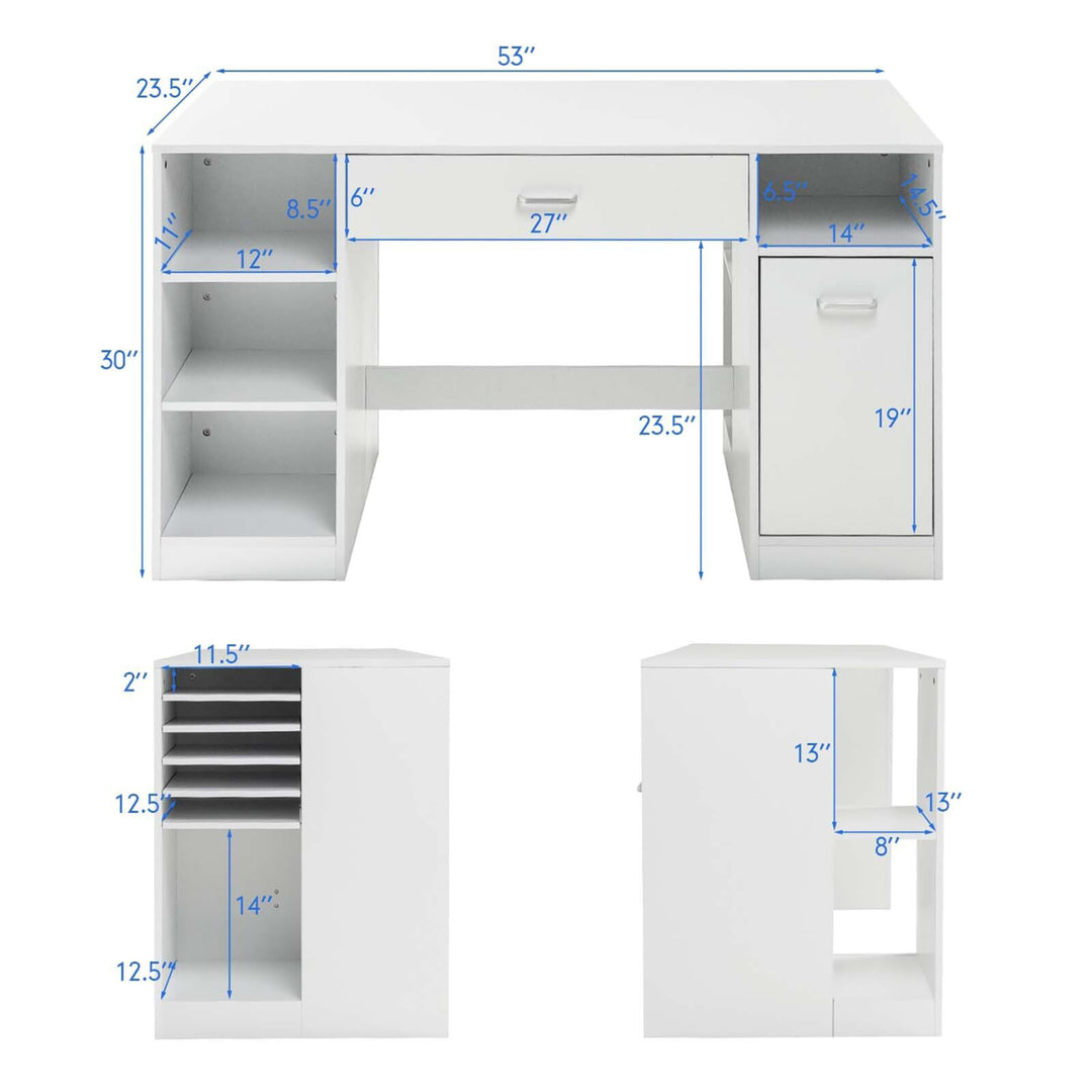 Sewing Craft Table Home Office Computer Desk w/ Storage Shelves and Drawer Image 2