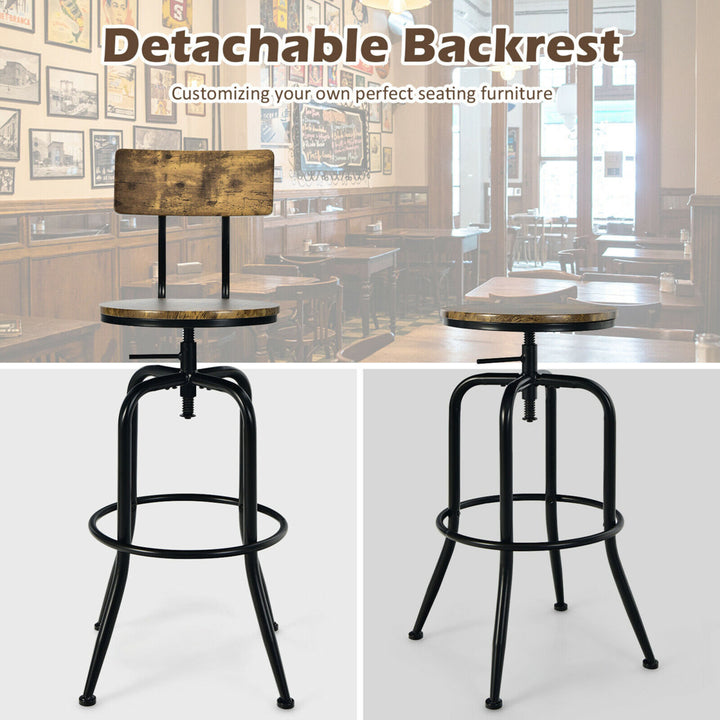 Set of 4 Industrial Bar Stool Adjustable Swivel Counter-Height Dining Side Chair Image 7