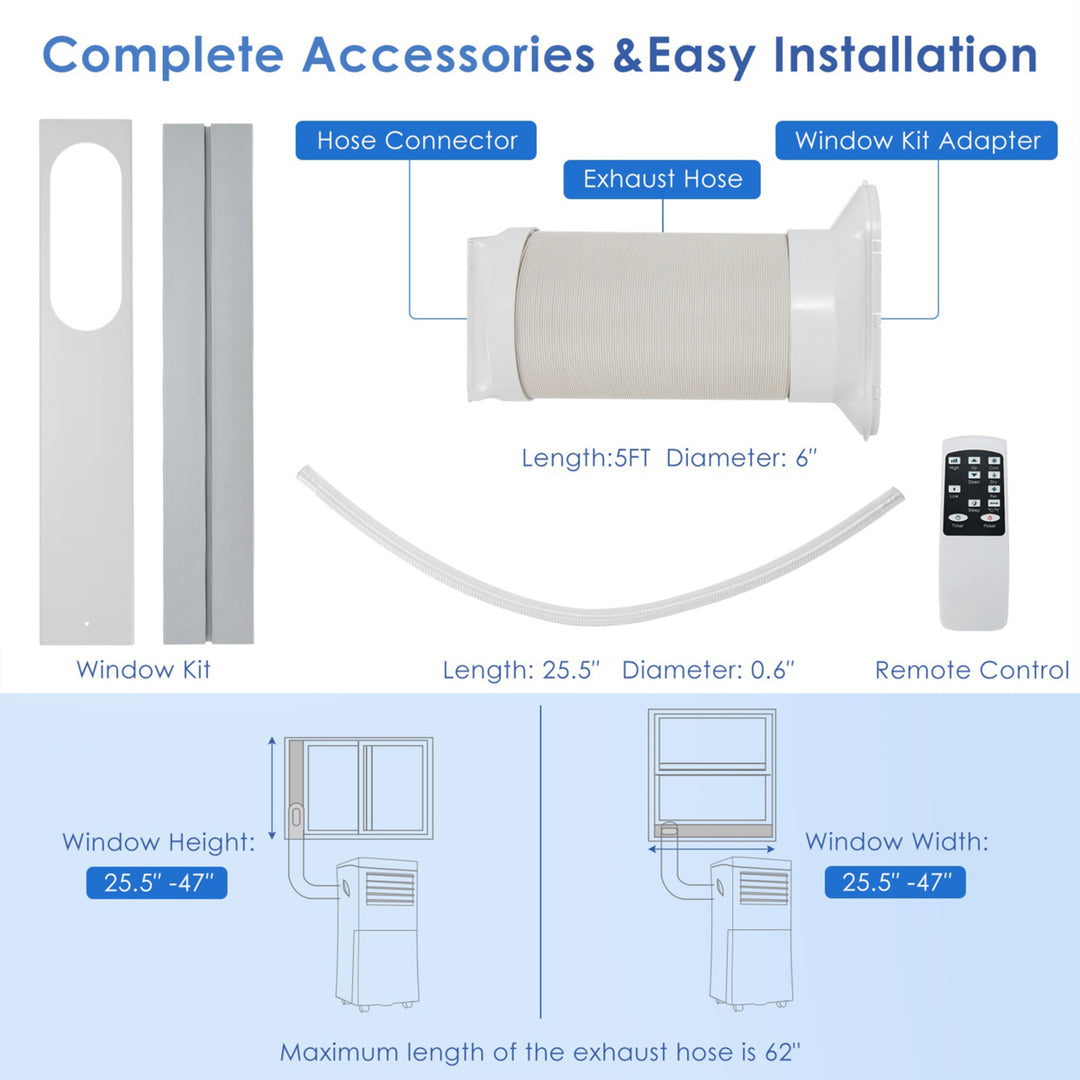 3-in-1 Portable Air Conditioner 10,000 BTU ASHRAE Air Cooler w/ 24H Timer Image 5