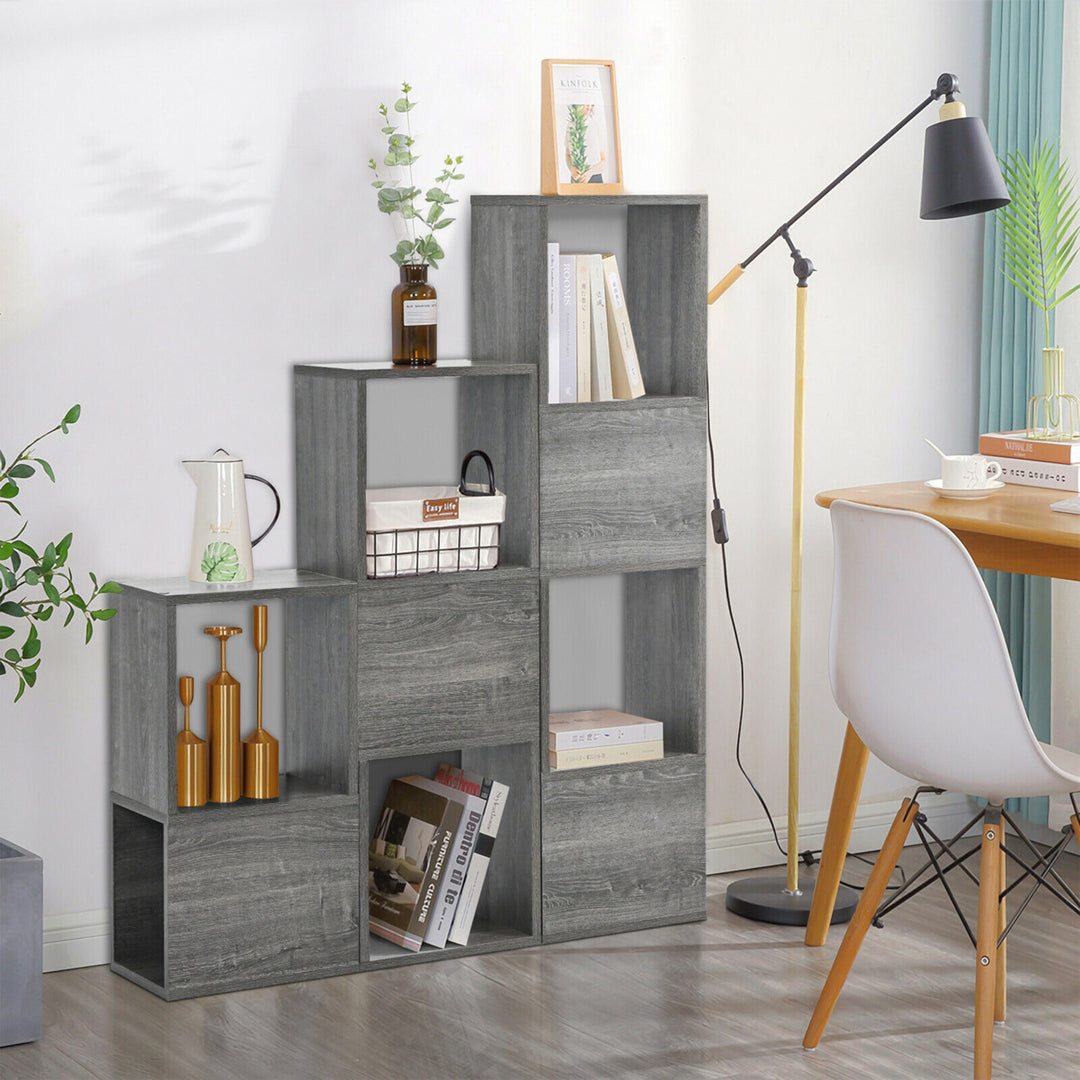 Bookshelf Free Combination Bookcase Storage Organizer Display Shelf Grey Image 3