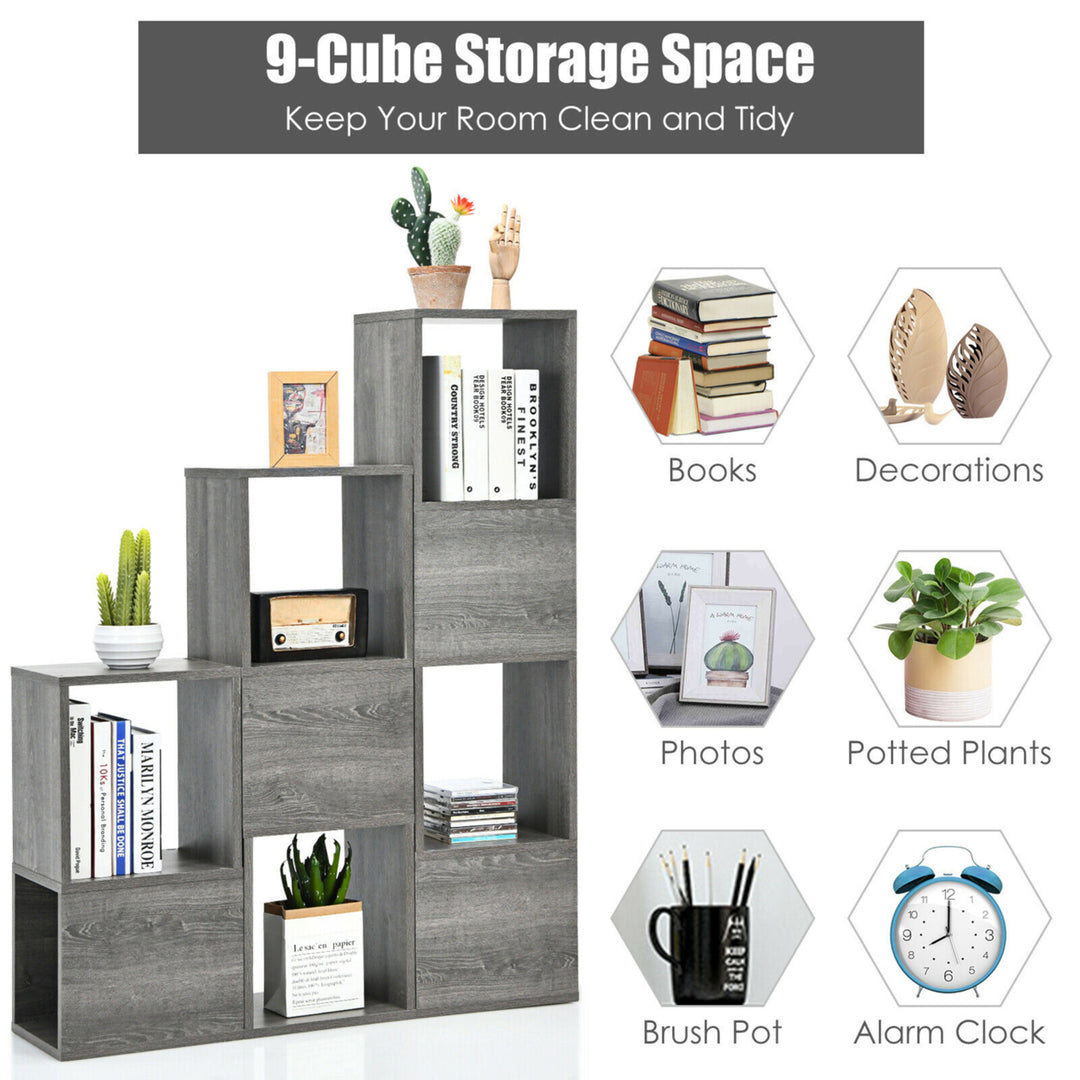 Bookshelf Free Combination Bookcase Storage Organizer Display Shelf Grey Image 6