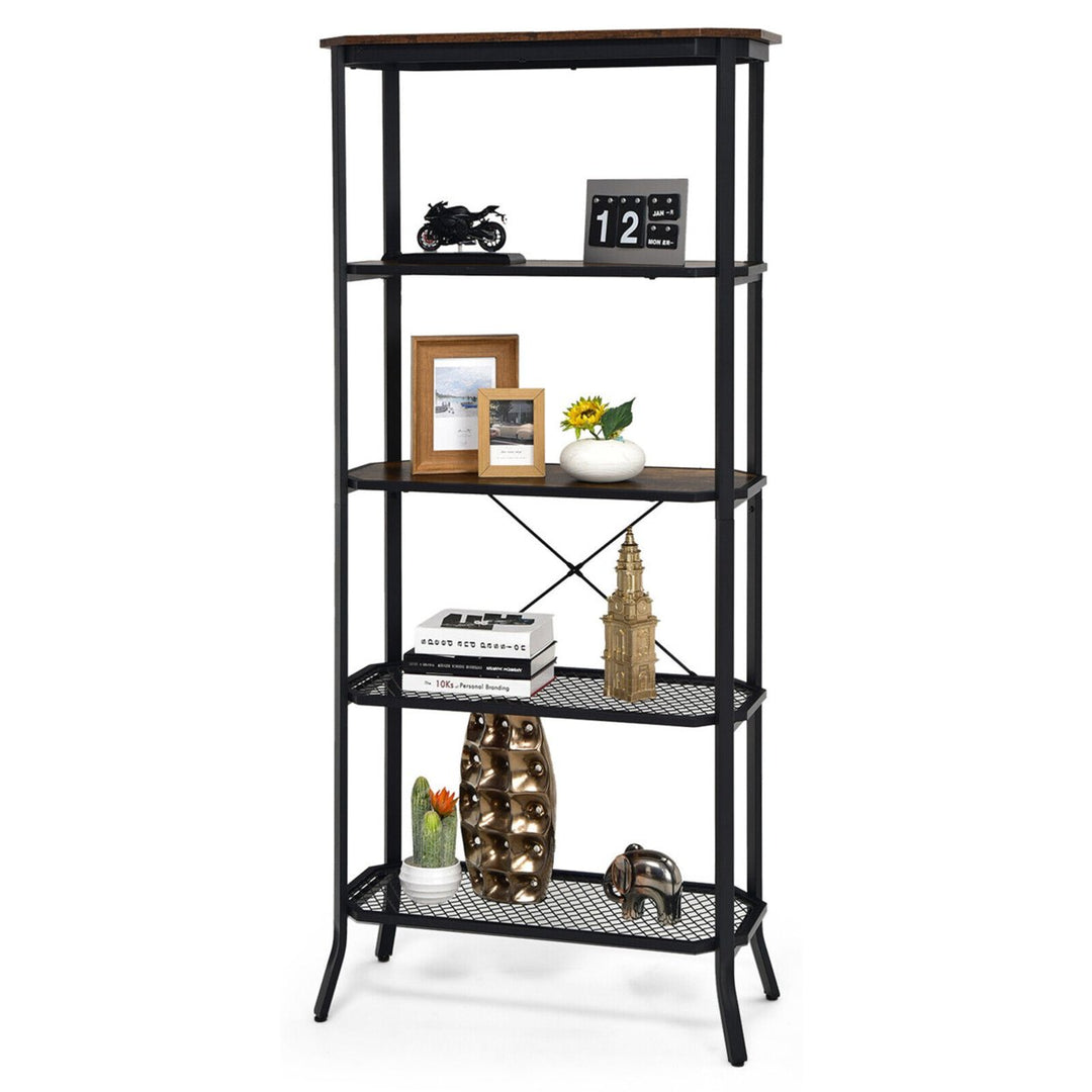 5 Tier Bookshelf Standing Storage Shelf Unit for Kitchen Living Room Office Image 1