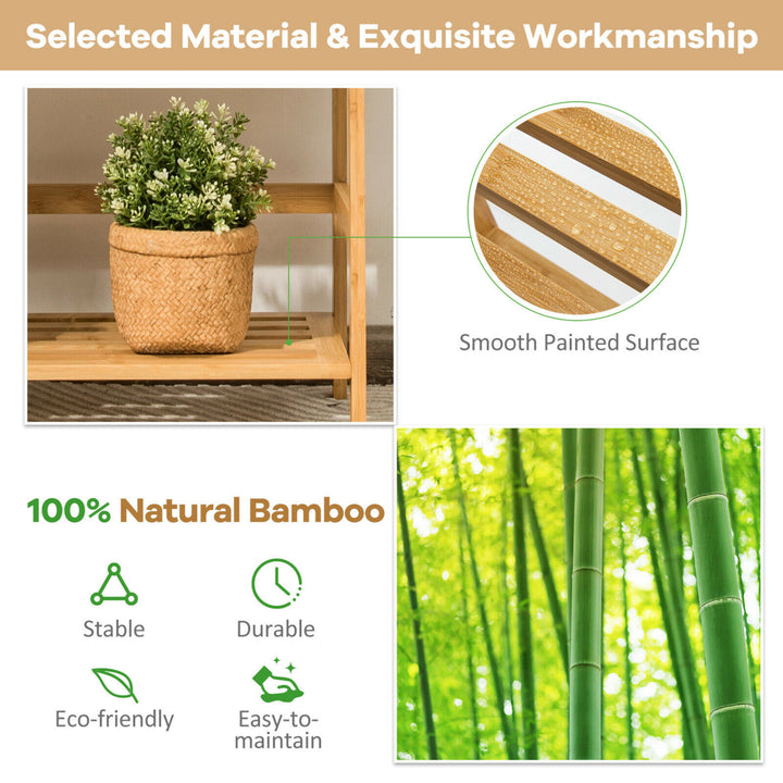 4-Tier Bookshelf Bamboo Ladder Shelf Bathroom Shelves Storage Plant Stand Rack Image 6