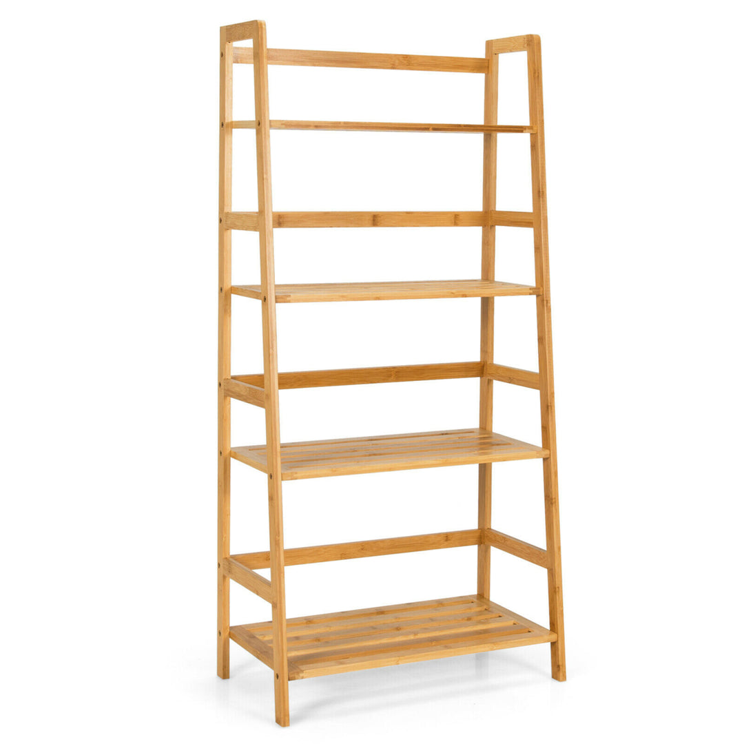 4-Tier Bookshelf Bamboo Ladder Shelf Bathroom Shelves Storage Plant Stand Rack Image 10