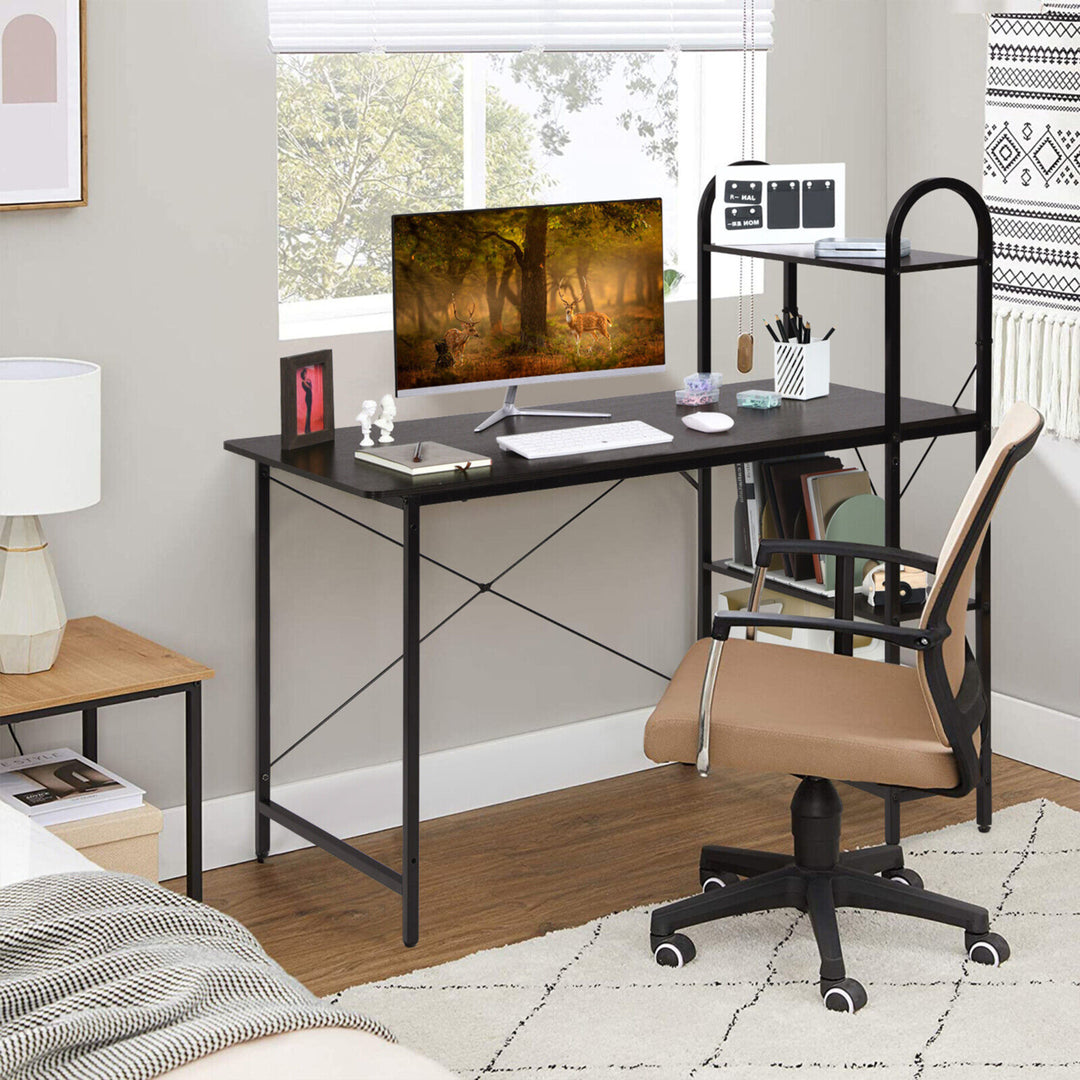 Reversible Computer Desk Study Workstation Home Office 4-tier Bookshelf Image 3