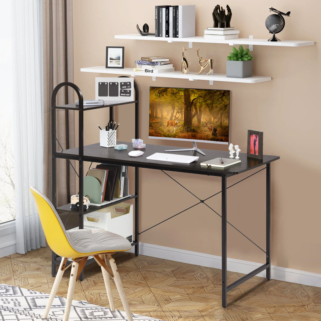 Reversible Computer Desk Study Workstation Home Office 4-tier Bookshelf Image 4