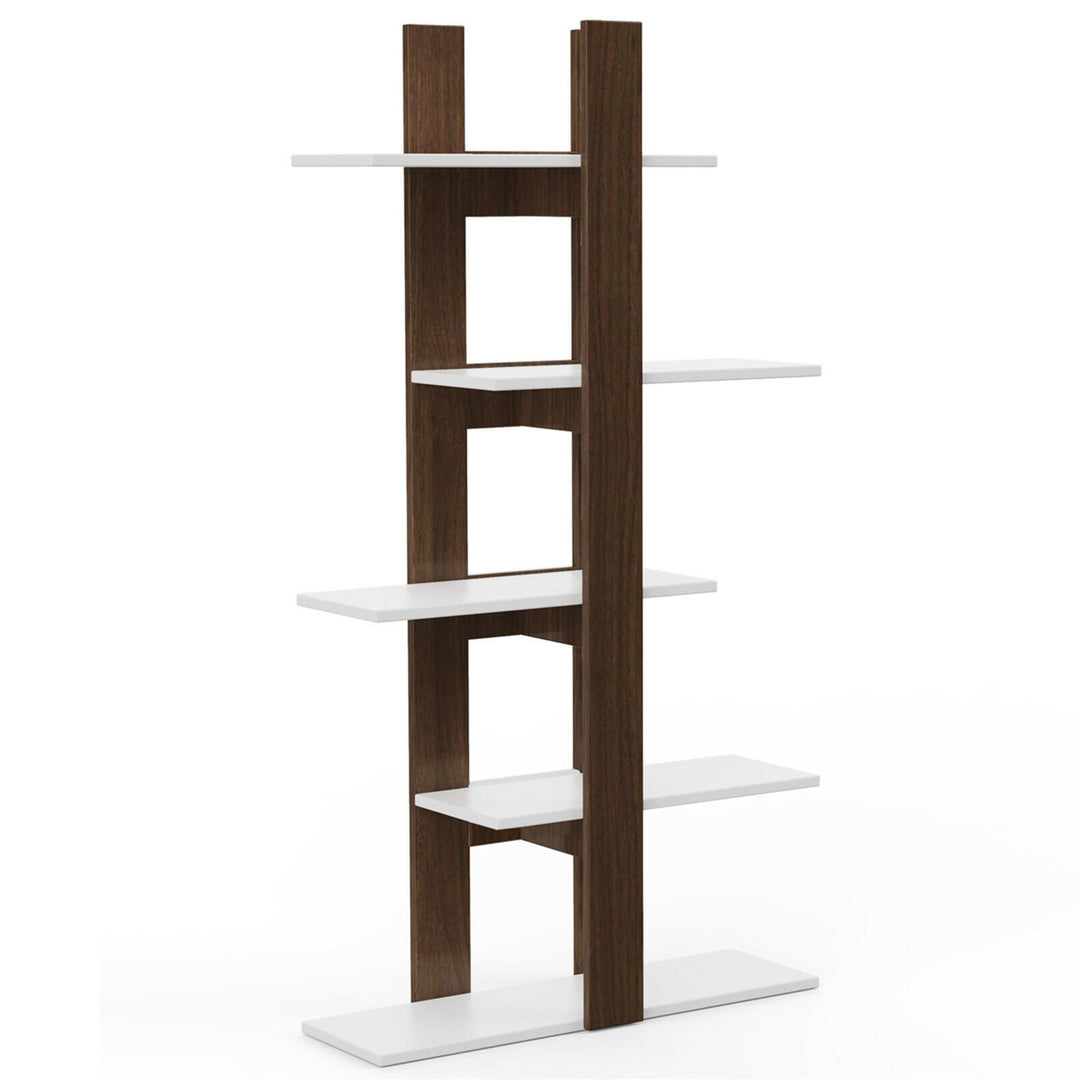 5-Tier Bookshelf Freestanding Storage Shelf Tree Bookshelf Room Divider Image 10