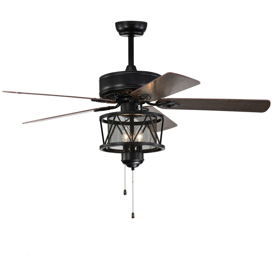 50 Ceiling Fan with Lights Reversible Blades w/ Pull Chain Control Living Room Image 1