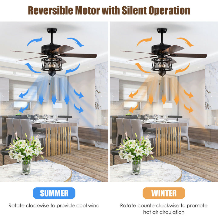 50 Ceiling Fan with Lights Reversible Blades w/ Pull Chain Control Living Room Image 5