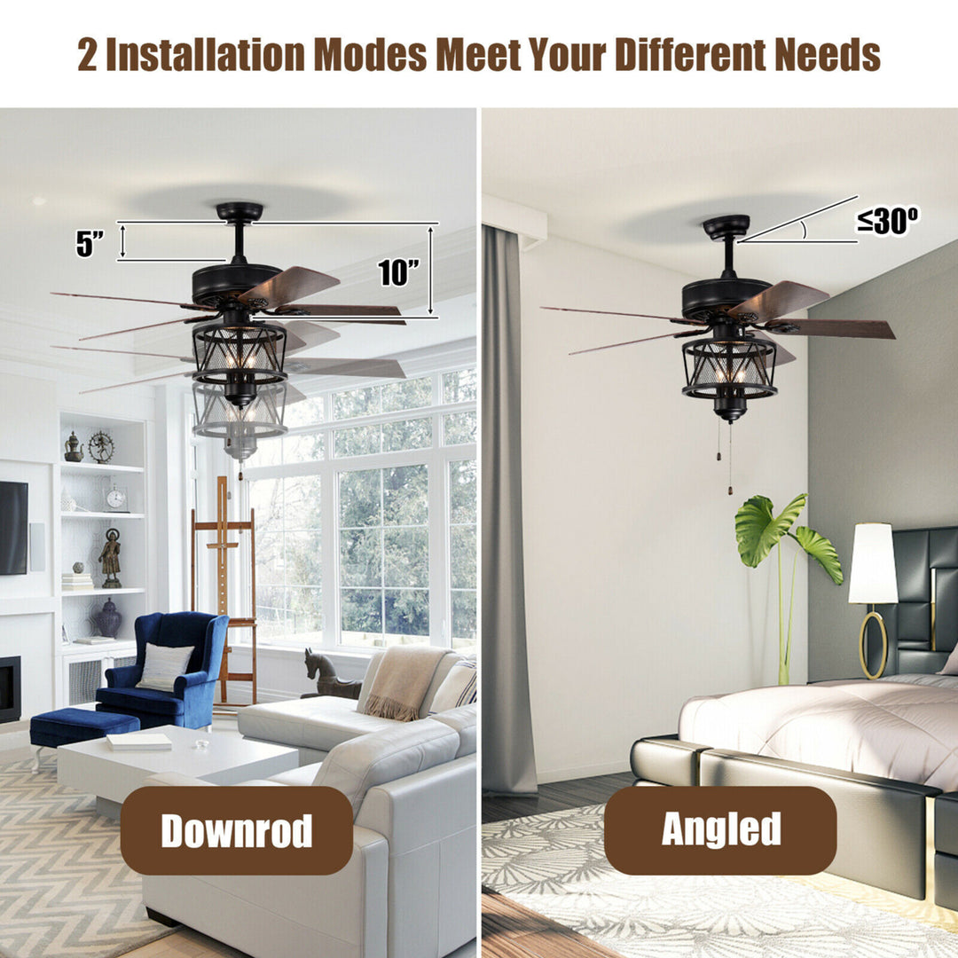 50 Ceiling Fan with Lights Reversible Blades w/ Pull Chain Control Living Room Image 6