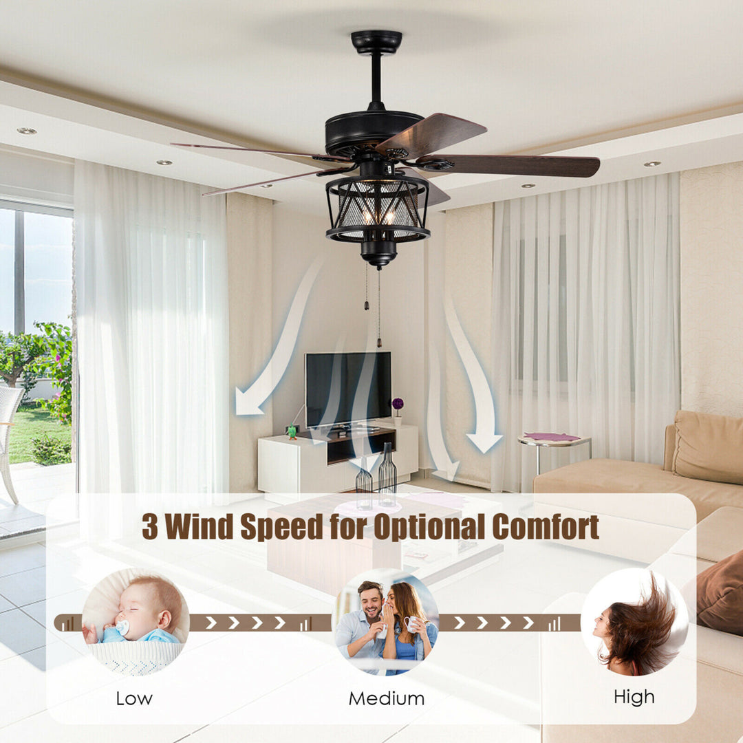 50 Ceiling Fan with Lights Reversible Blades w/ Pull Chain Control Living Room Image 7