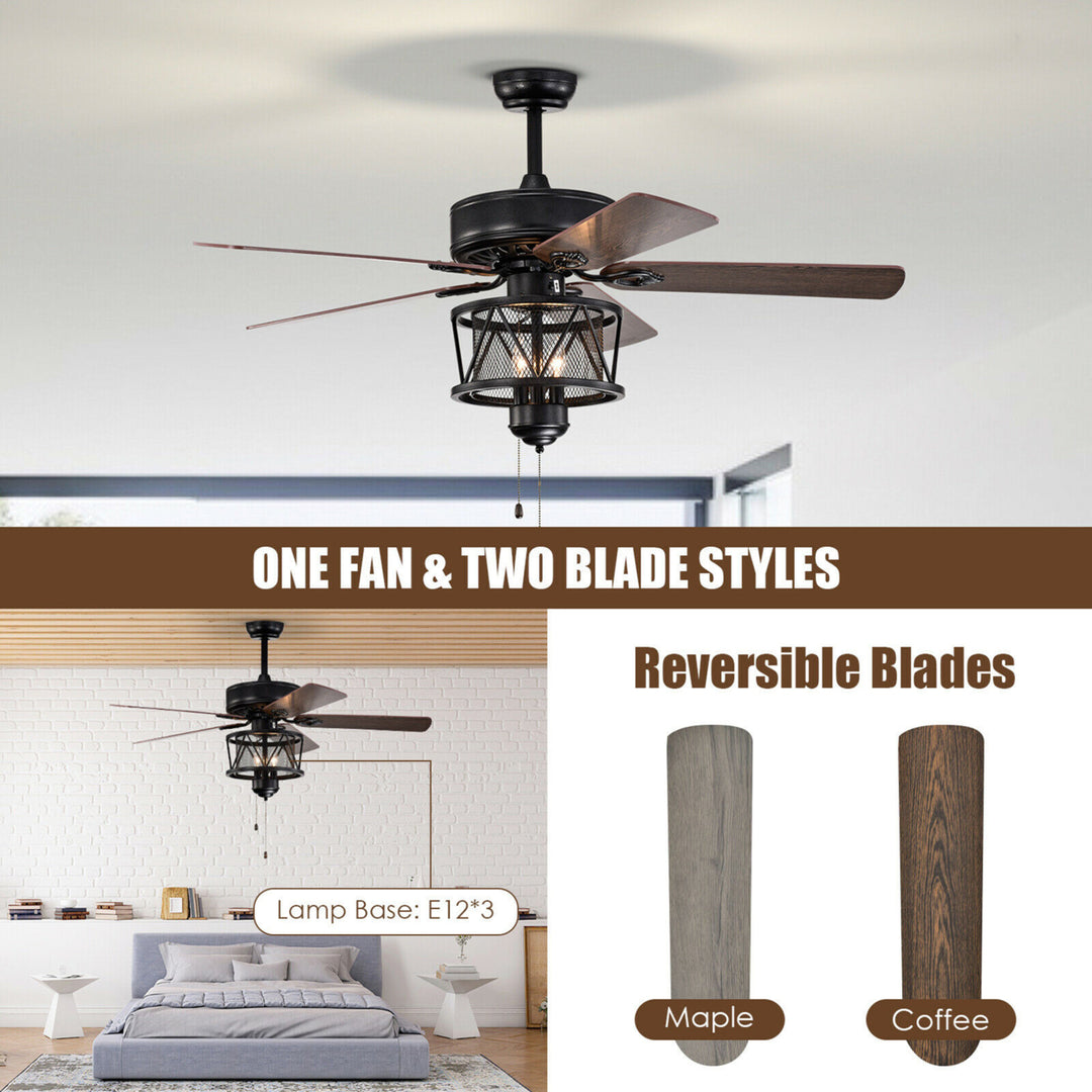 50 Ceiling Fan with Lights Reversible Blades w/ Pull Chain Control Living Room Image 8