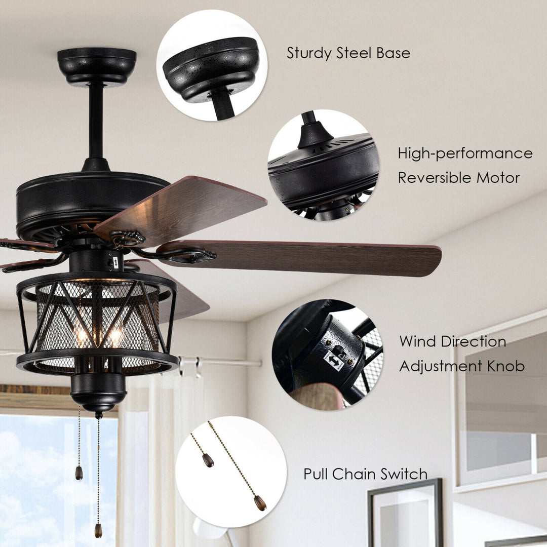 50 Ceiling Fan with Lights Reversible Blades w/ Pull Chain Control Living Room Image 9