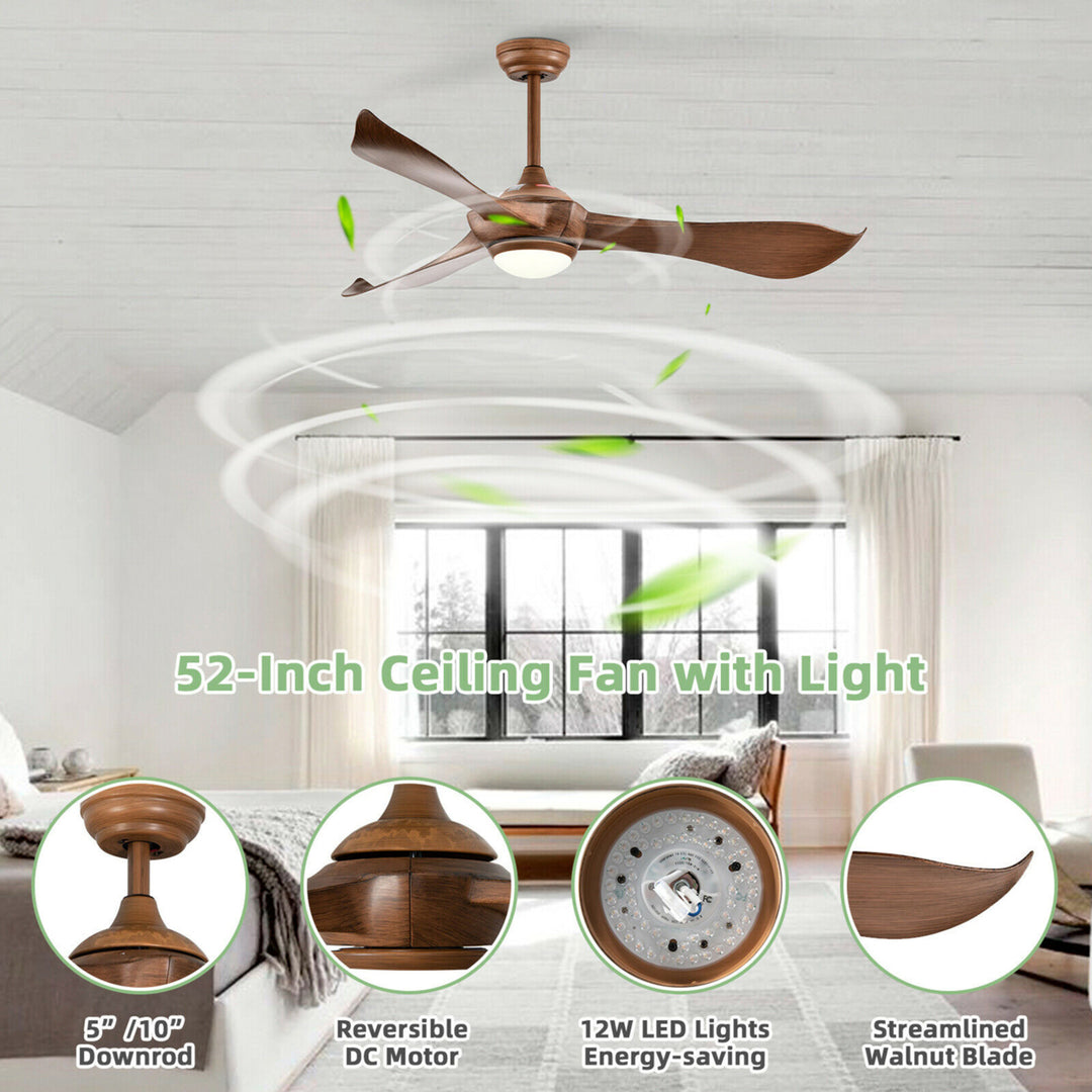 52 Inch Ceiling Fan with Light Reversible DC Motor w/6 Wind Speeds and 8H Timer Image 5