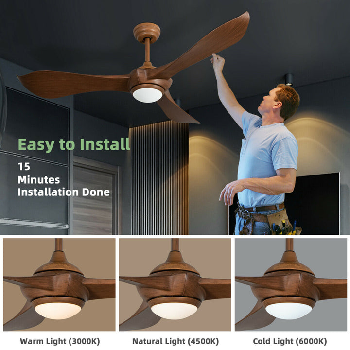 52 Inch Ceiling Fan with Light Reversible DC Motor w/6 Wind Speeds and 8H Timer Image 6