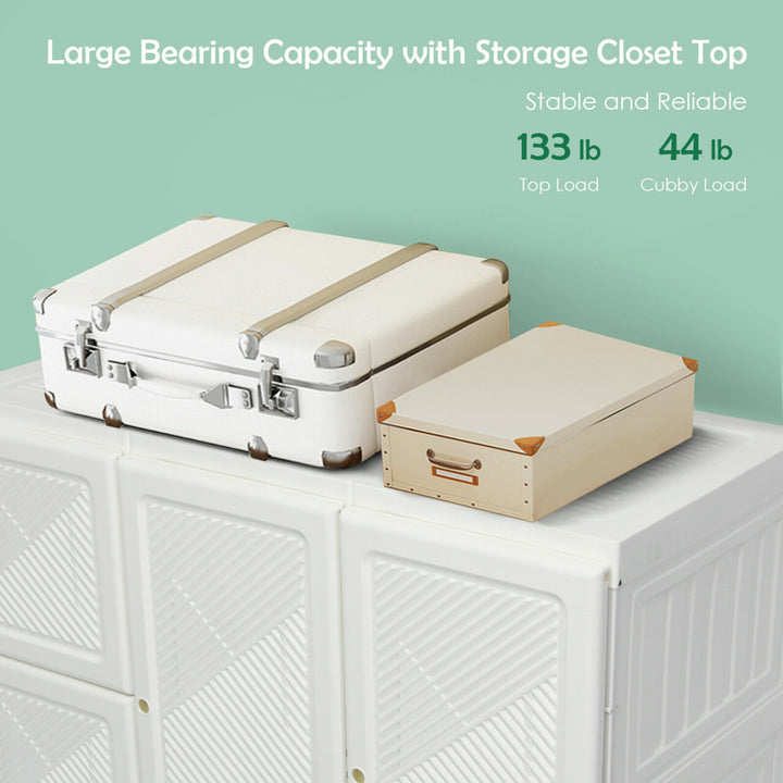 Portable Closet Clothes Foldable Armoire Wardrobe Closet w/ 8 Cubby Storage Image 9