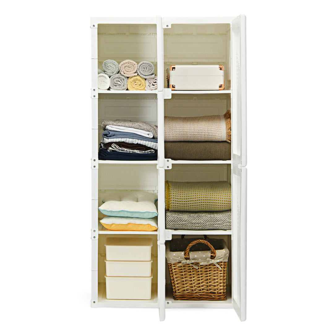 Portable Closet Clothes Foldable Armoire Wardrobe Closet w/ 8 Cubby Storage Image 10