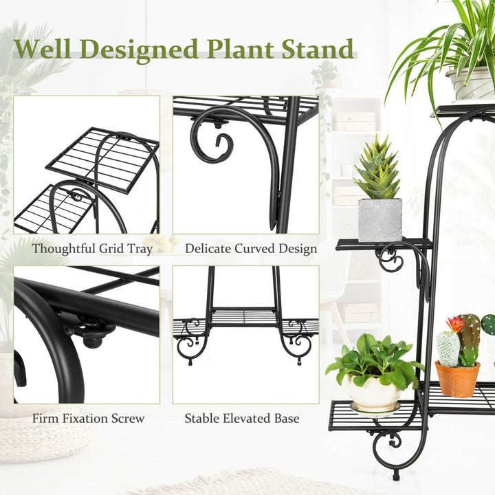 6 Tier Flower Pot Holder Metal Vertical Shelves Corner Plants Display Rack Image 6