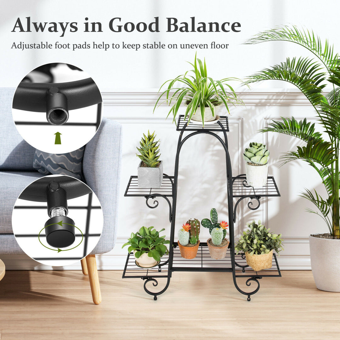 6 Tier Flower Pot Holder Metal Vertical Shelves Corner Plants Display Rack Image 7