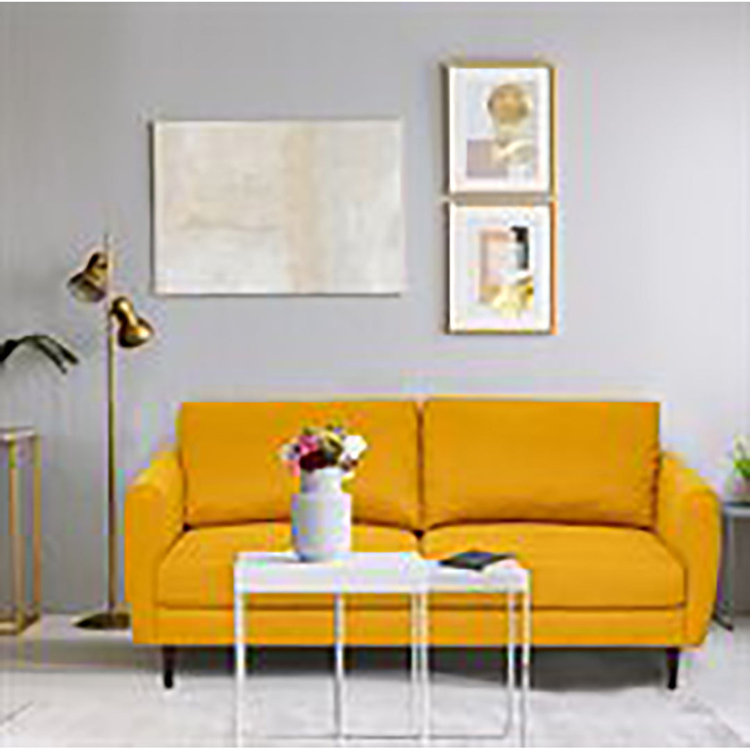 72 Fabric Sofa Couch Living Room Small Apartment Furniture w/ Wood Legs Yellow Image 4