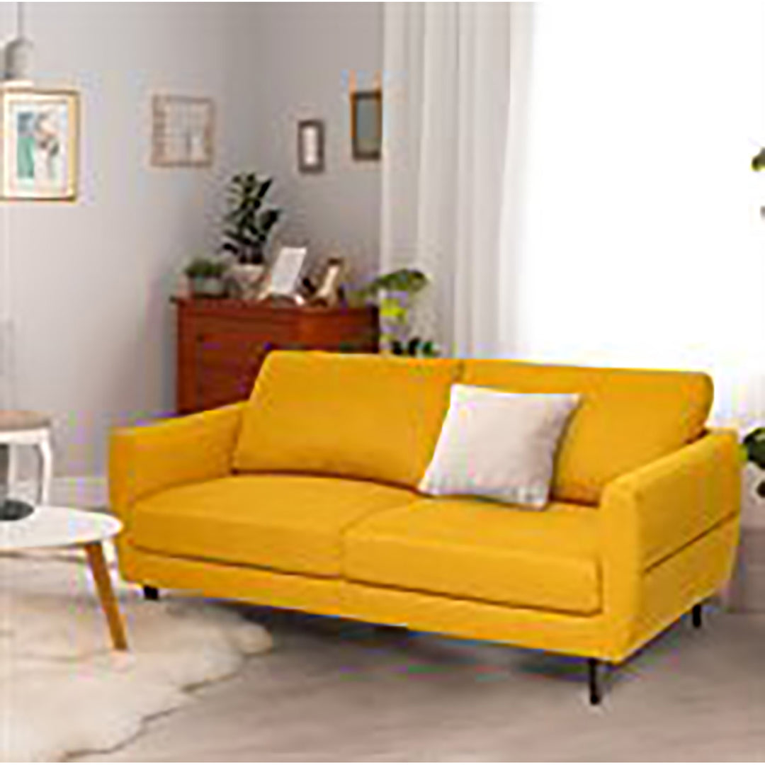 72 Fabric Sofa Couch Living Room Small Apartment Furniture w/ Wood Legs Yellow Image 5