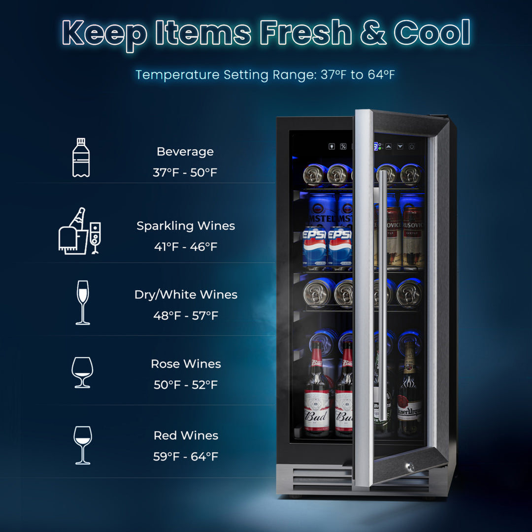 15 Inch Beverage Cooler Refrigerator 100 Can Built-in Freestanding Beverage Image 5