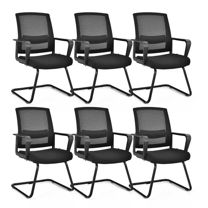 Set of 6 Conference Chairs Mesh Reception Office Guest Chairs w/Lumbar Support Image 1