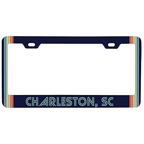 Charleston South Carolina Car Metal License Plate Frame Retro Design Image 1