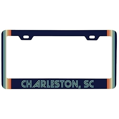 Charleston South Carolina Car Metal License Plate Frame Retro Design Image 1