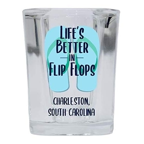 Charleston South Carolina Souvenir 2 Ounce Square Shot Glass Flip Flop Design Image 1