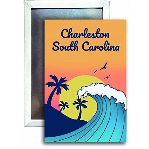 Charleston South Carolina Souvenir 2x3 Fridge Magnet Wave Design Image 1