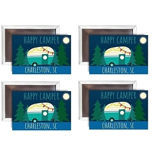 Charleston South Carolina Souvenir 2x3-Inch Fridge Magnet Happy Camper Design 4-Pack Image 1
