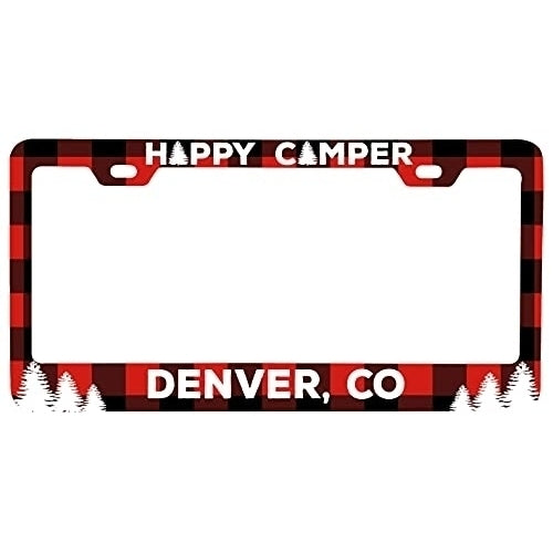 Denver Colorado Car Metal License Plate Frame Plaid Design Image 1