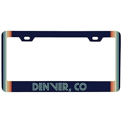 Denver Colorado Car Metal License Plate Frame Retro Design Image 1