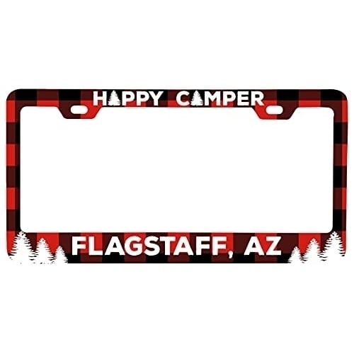 Flagstaff Arizona Car Metal License Plate Frame Plaid Design Image 1