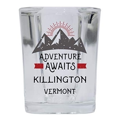 Killington Vermont Souvenir 2 Ounce Square Base Liquor Shot Glass Adventure Awaits Design Image 1