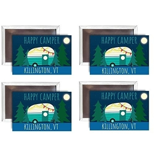 Killington Vermont Souvenir 2x3-Inch Fridge Magnet Happy Camper Design 4-Pack Image 1