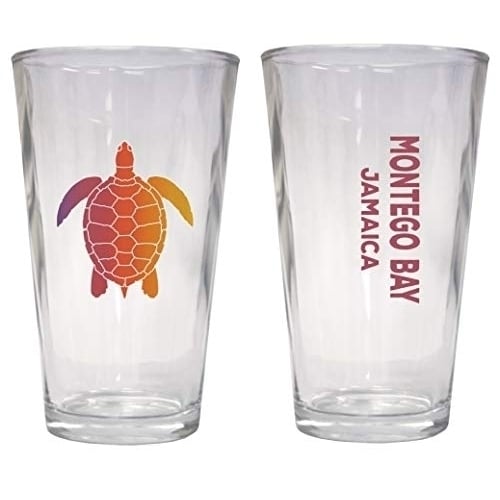 Montego Bay Jamaica Souvenir 16 oz Pint Glass Turtle Design Image 1