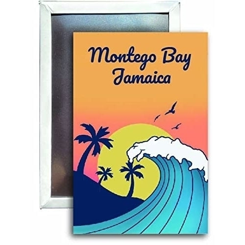 Montego Bay Jamaica Souvenir 2x3 Fridge Magnet Wave Design Image 1