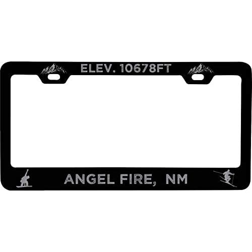 R and R Imports Angel Fire  Mexico Etched Metal License Plate Frame Black Image 1