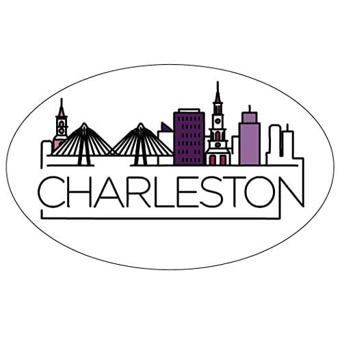 Charleston South Carolina City Trendy Souvenir Oval Decal Image 1