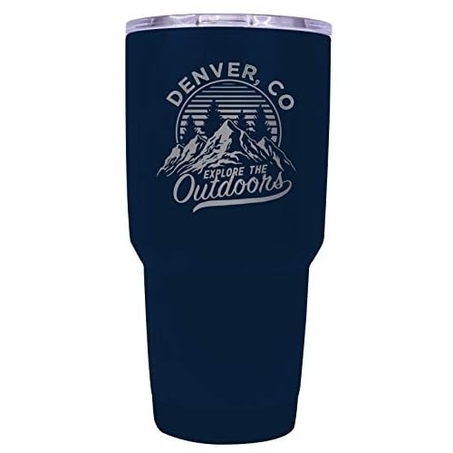 Denver Colorado Souvenir Laser Engraved 24 oz Insulated Stainless Steel Tumbler Navy. Image 1