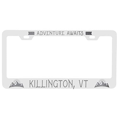 R and R Imports Killington Vermont Laser Engraved Metal License Plate Frame Adventures Awaits Design Image 1