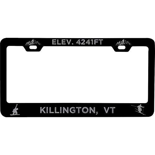 R and R Imports Killington Vermont Etched Metal License Plate Frame Black Image 1