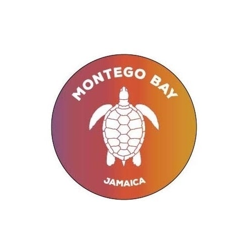 Montego Bay Jamaica 4 Inch Round Decal Sticker Turtle Design Image 1