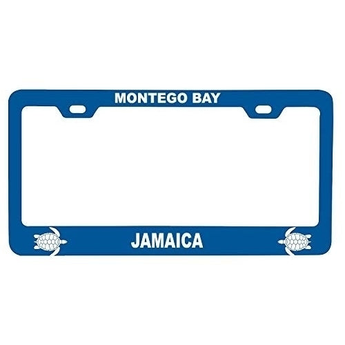 R and R Imports Montego Bay Jamaica Turtle Design Souvenir Metal License Plate Frame Image 1