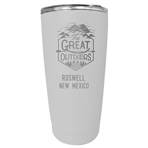 R and R Imports Roswell Mexico Etched 16 oz Stainless Steel Insulated Tumbler Outdoor Adventure Design White White. Image 1