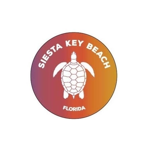 Siesta Key Beach Florida 4 Inch Round Decal Sticker Turtle Design Image 1